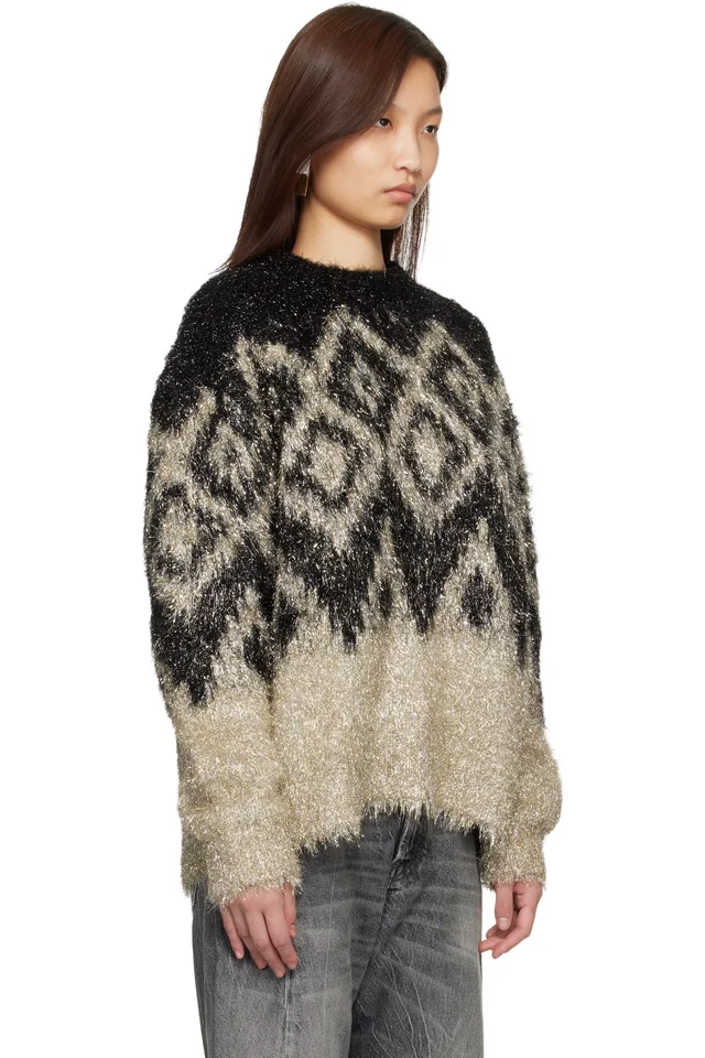 Acne Studios Black Metallic Knit Sweater, photo 2 of 4 from SSENSE
