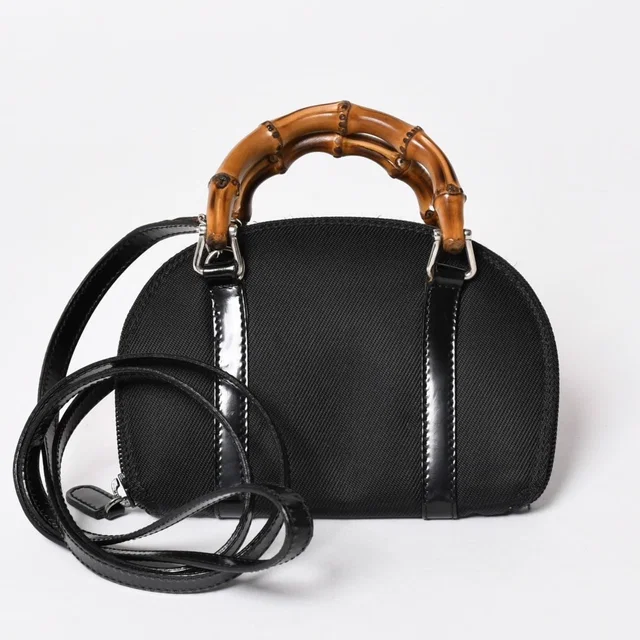 Gucci Shoulder Bag Mini Andbag 2-Way Bamboo Silver in Silver Nylon from The Reluxe