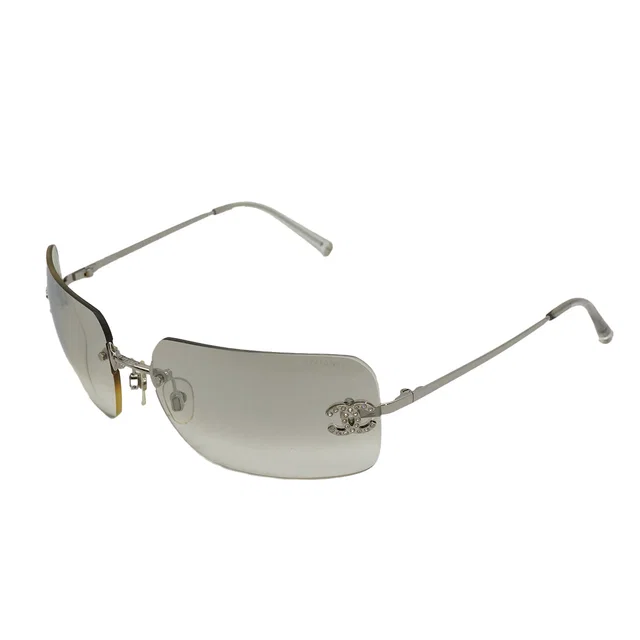 Chanel Vintage Cocomark Sunglasses Silver Eyewear in Silver from Luxury Promise