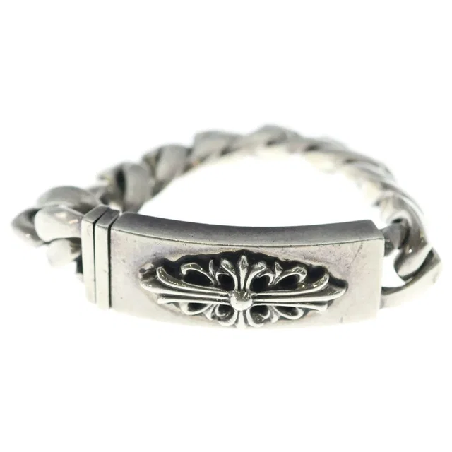 Chrome Hearts ID Floral Cross ID Classic Link Bracelet Silver in Silver from The Reluxe