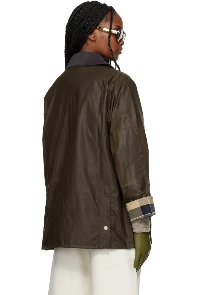 Barbour Khaki Argill Waxed Jacket, photo 3 of 4 from SSENSE