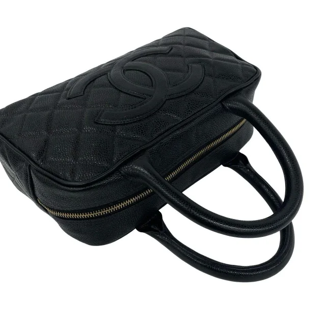 Chanel Caviar Mini Boston Handbag in Black Caviar leather from LuxUness, photo 4 of 10