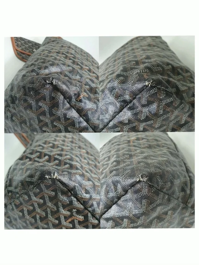 Goyard St Louis Gm Tote Black Tan Chevron Canvas Large Designer Bag in black|brown|neutral Canvas from Poshmark, photo 6 of 11