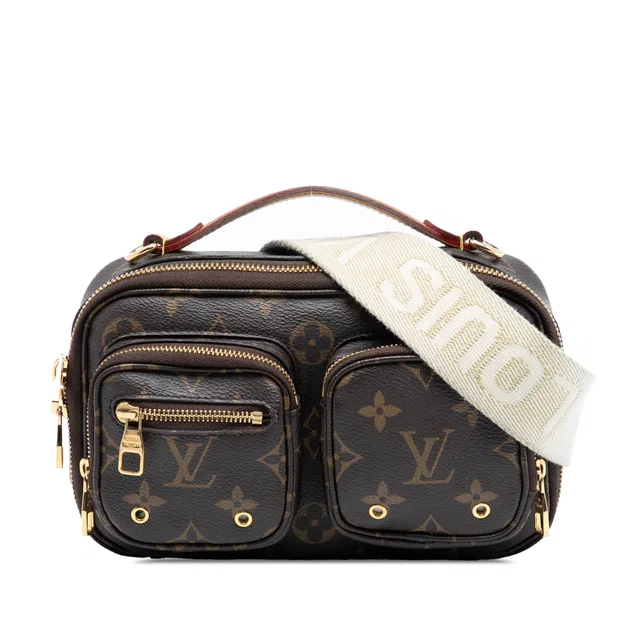 Brown Louis Vuitton Monogram Utility Satchel in Brown Coated canvas from Designer Revival