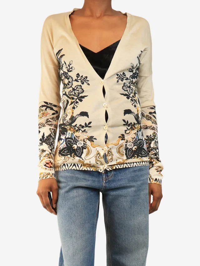 Etro Neutral fine knit cardigan - size XS from Sign of the Times
