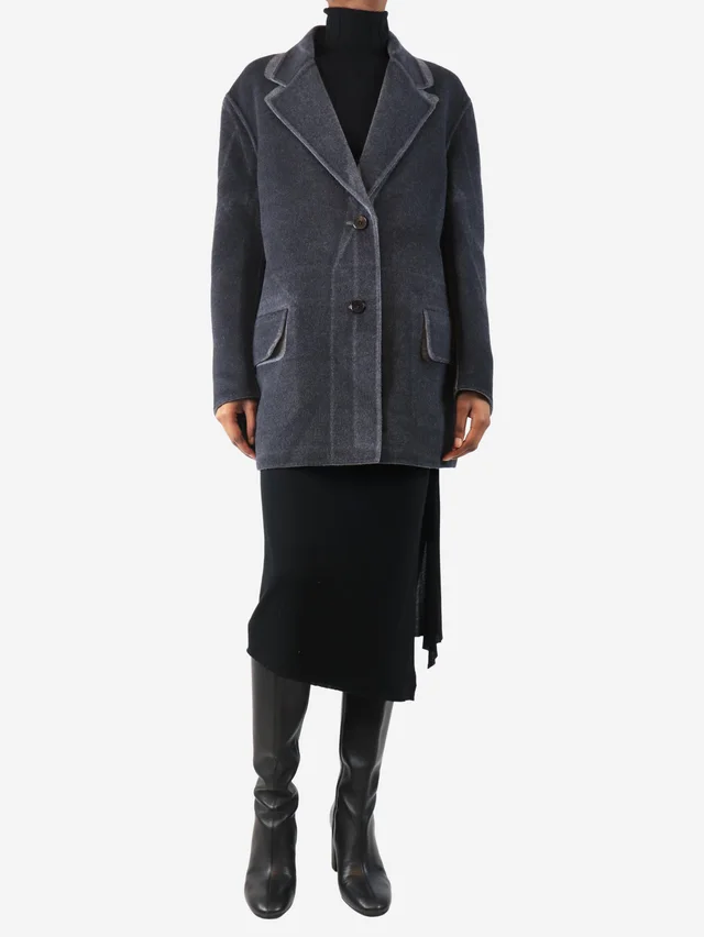 Prada Grey two tone wool and angora -blend coat - size UK 4 in Grey Wool from Sign of the Times