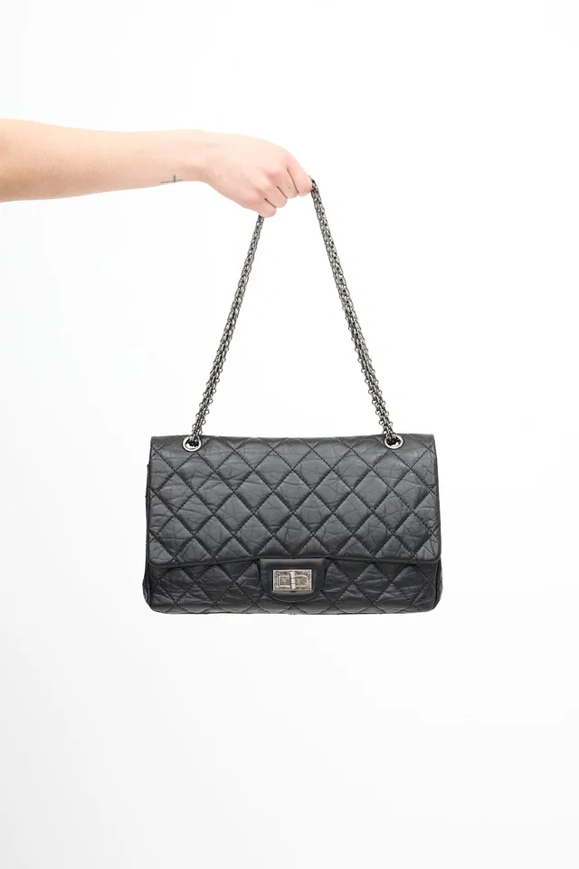 Chanel 2011 Black Leather 2.55 Reissue 227 Flap Bag in Black Leather from VSP Consignment