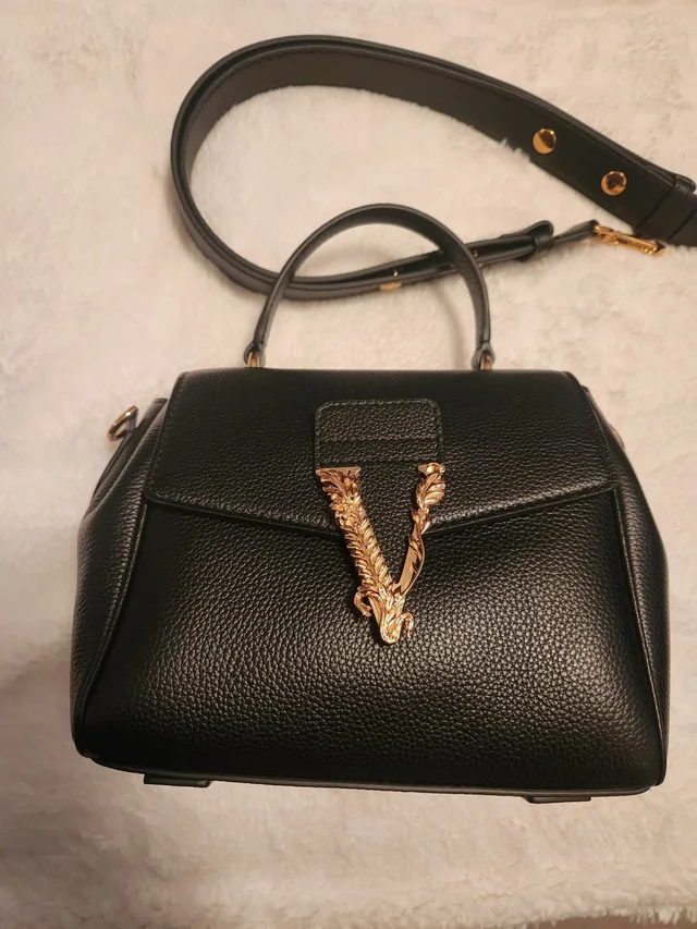 Versace Black Leather Handbag-Brand New With Tags in black|gold Leather from Poshmark