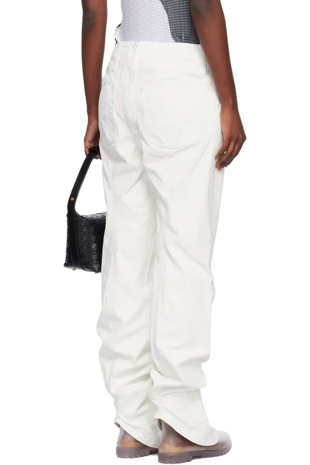 ISSEY MIYAKE White Sculptural Jeans, photo 3 of 4 from SSENSE