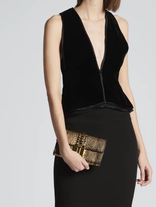 Tom Ford Crepe Gown With Velvet Peplum Bodice Xxs/Us0/It36 Knee Length in black Velvet from Poshmark