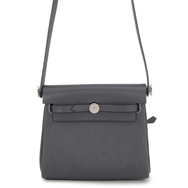 Hermès Herbag zip Ardoise Toile Military Vache Hunter Leather Size Mini in Leather from GALLERY RARE