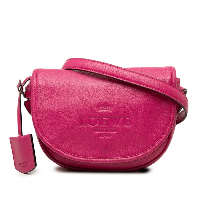 Pink LOEWE Leather Heritage Crossbody in Pink Leather from Designer Revival