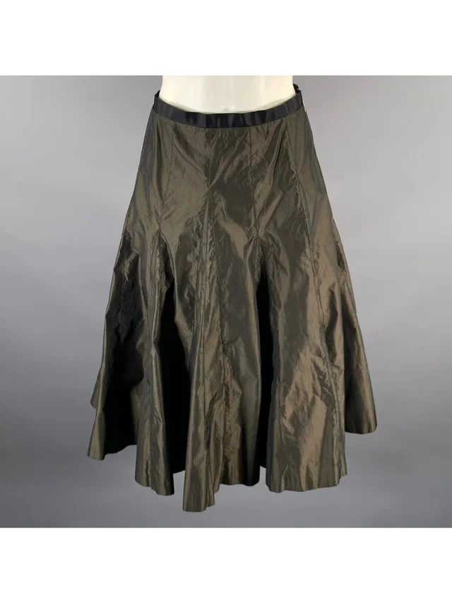 Lanvin Size L Green Olive Polyester A-Line Mid-Calf Skirt in green from Poshmark