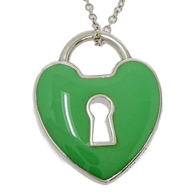 Tiffany & Co. Silver Enamel Heart Lock Necklace in Silver from The Reluxe