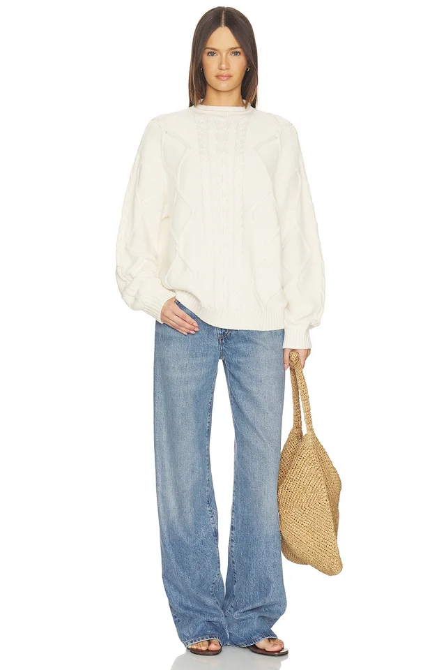 SRG Amberlyn Roll Neck Cable Sweater in Ivory, photo 4 of 6 from REVOLVE (Canada)