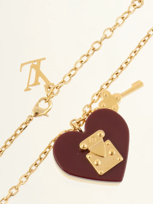 Louis Vuitton 2011 Pandentif Lock Me Heart Necklace Gold/Red in Red from VINTAGE QOO TOKYO, photo 2 of 2