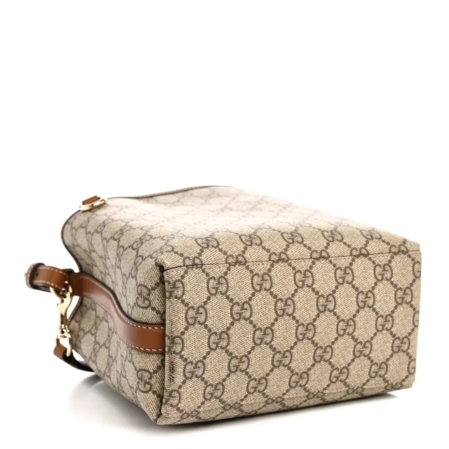 Gucci GG Supreme Monogram Emblem Small Shoulder Bag Beige Ebony Sundial in Beige Coated canvas from FASHIONPHILE, photo 4 of 11
