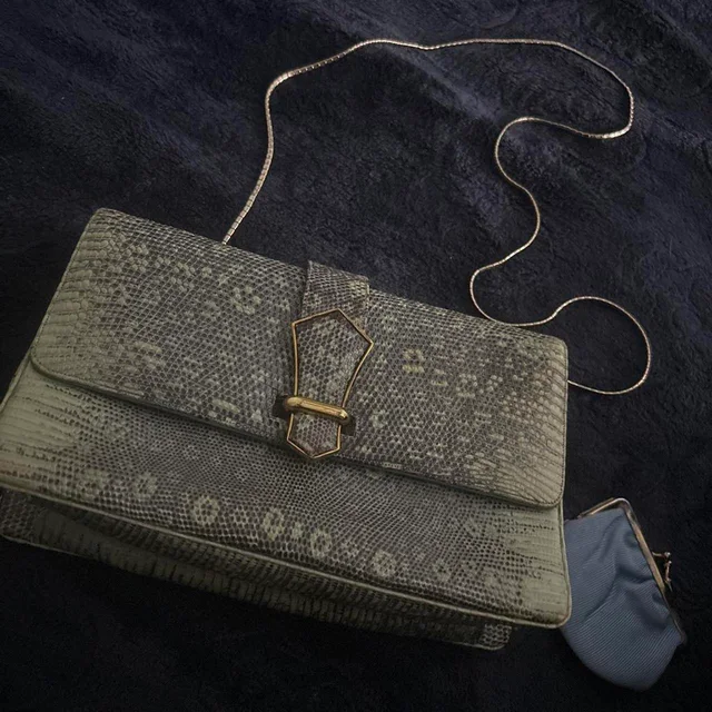 Judith Leiber Women's Crossbody bags - Blue/Grey in blue|gray from Depop, photo 2 of 5