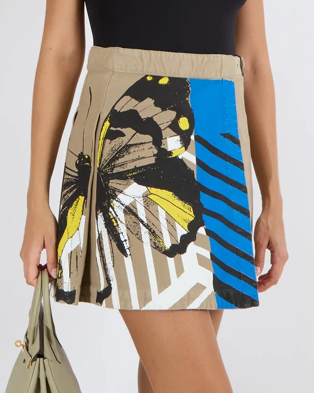 Dior SS22 Beige Denim Cargo Wrap Skirt with Multi-Colour Butterfly Print and Solver Buckle Detail… in Beige Denim from Sellier, photo 2 of 2