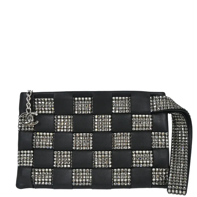 Chanel 2005-2006 Black Lambskin Woven Stass Clutch Bag in Black Lambskin from AMORE Vintage Tokyo