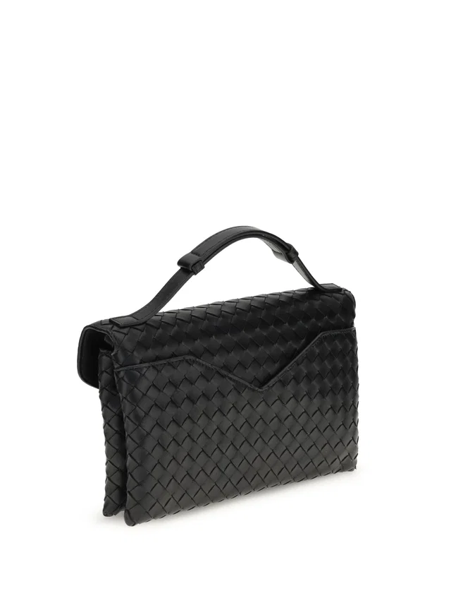 Bottega Veneta Knot Lock Shoulder Bag — Black Lambskin Leather in Black Lambskin from HEWI