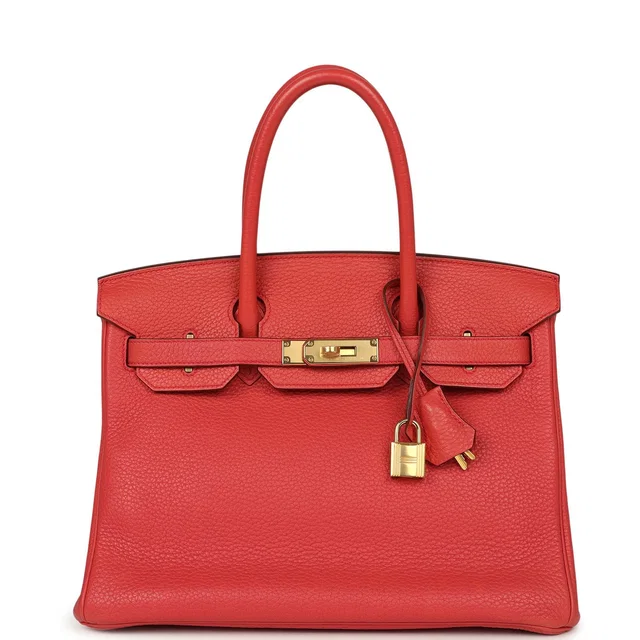 Hermès Birkin 30 Rouge Pivoine Togo Gold Hardware in Red Togo leather from Madison Avenue Couture