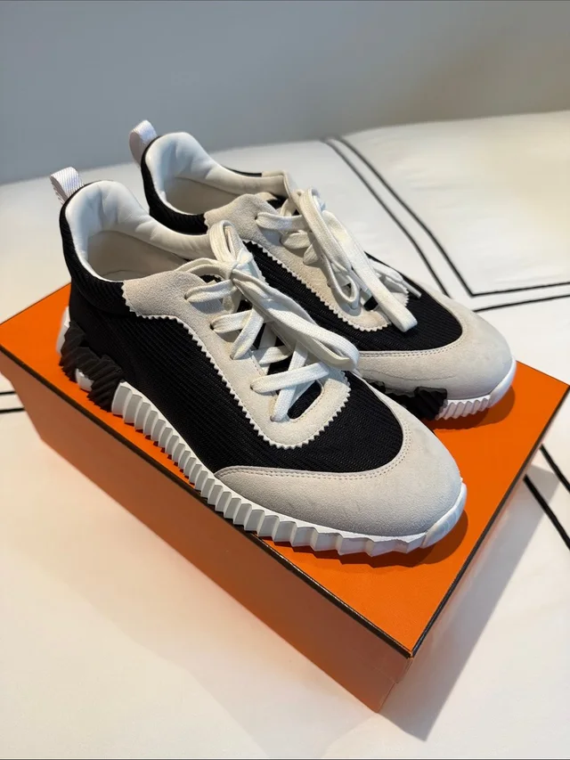 Hermès Bouncing Sneaker in black|white Suede from Poshmark