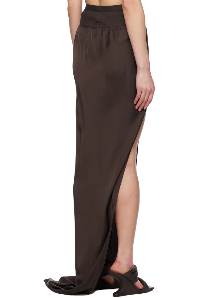 Rick Owens Brown Hollywood Slit Maxi Skirt, photo 3 of 4 from SSENSE
