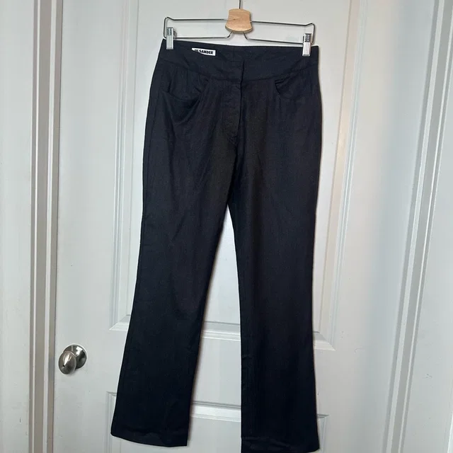 Jil Sander Wide Leg Boot Leg Wool Brown/Black Trouser Pants, Size 34 in red|brown|black Wool from Poshmark