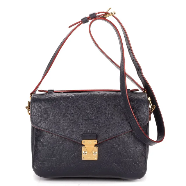 Louis Vuitton Pochette Metis Navy Red Monogram Emplainte Leather Handbag in Red Leather from The Reluxe