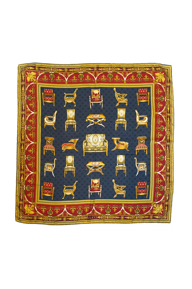 Gucci Chair Print Silk Scarf in Silk from Recess LA