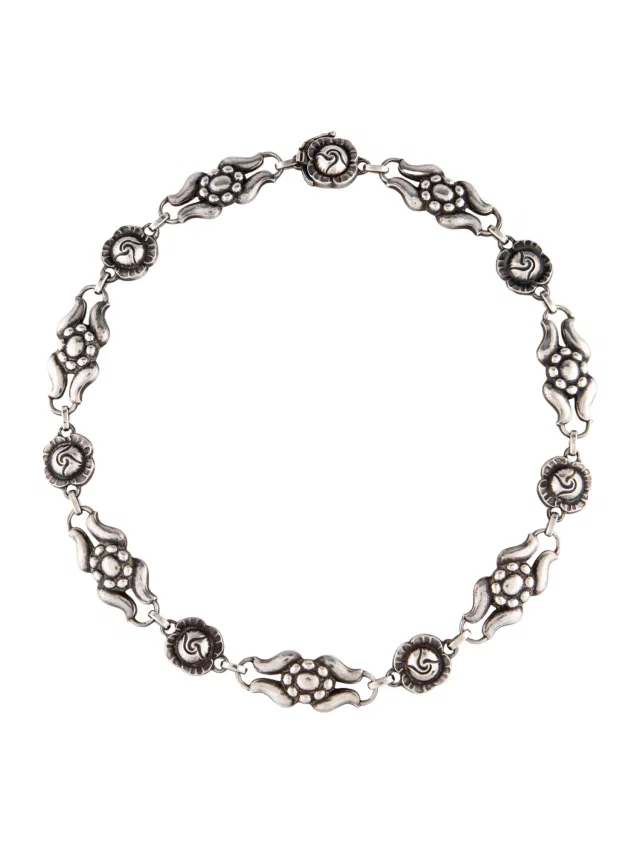 Georg Jensen Vintage Floral Collar Necklace, 14.25" in multicolor from The RealReal