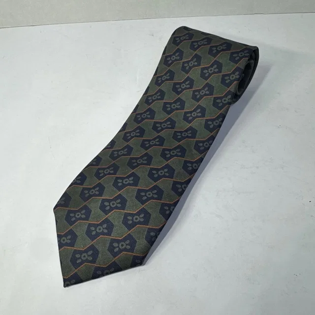 Giorgio Armani Vintage Men's Silk Necktie Green Blue Navy Geometric Classic 1980 in green|blue Silk from Poshmark