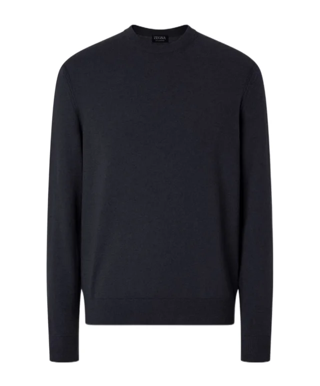 Zegna navy blue Oasi cashmere crewneck sweater from SENSER, photo 1 of 1
