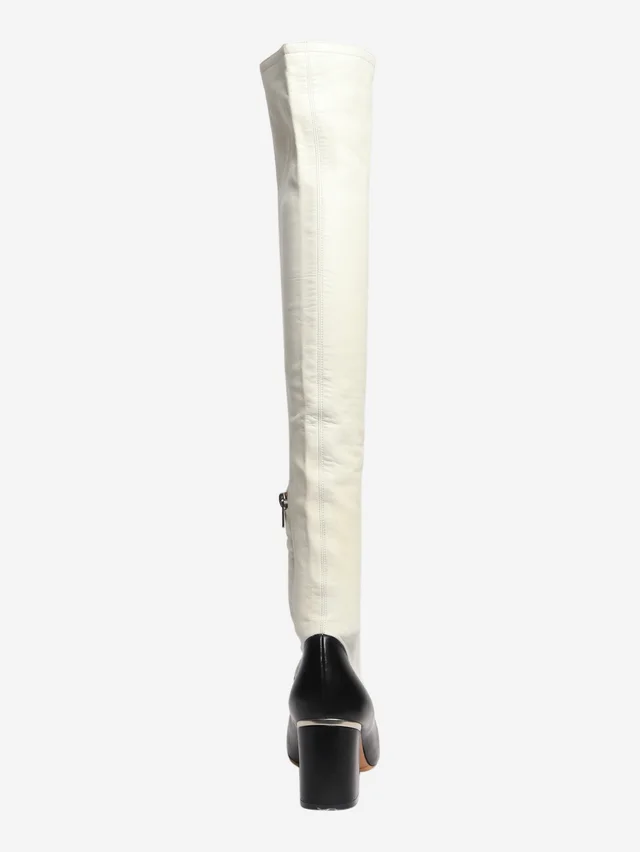 Celine White and black two-tone leather knee-high boots - size EU 39 in Black Leather from Sign of the Times, photo 2 of 2