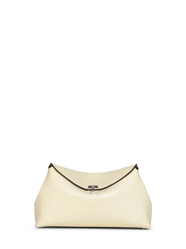 TOTEME T-Lock Clutch — Beige Calf Leather in Beige Calfskin from HEWI