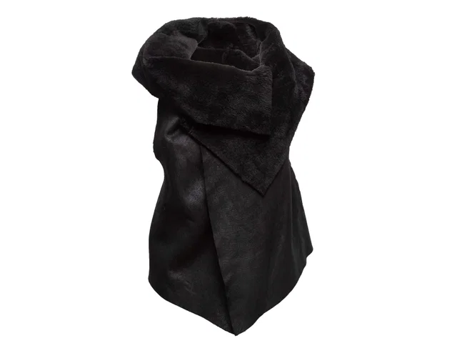 Black MM6 Maison Margiela Shearling Vest Size US S in Black Leather from Designer Revival