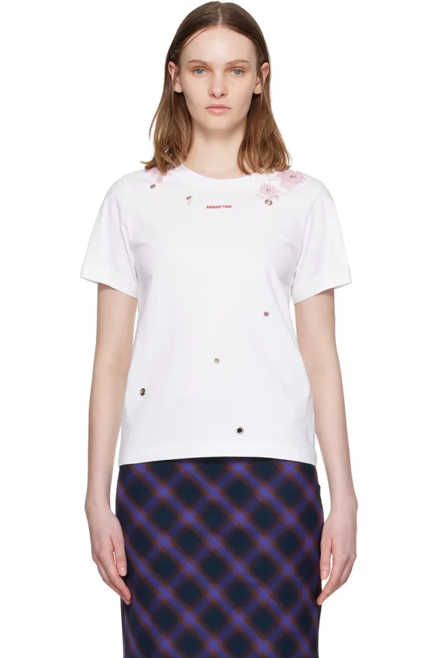 SHUSHU/TONG White Grommet Embroidered Floral T-shirt, image 1 of 1 from SSENSE