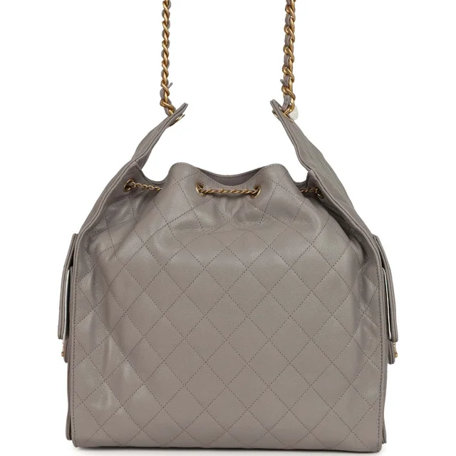 Chanel Medium 25 Hobo Bag Dark Grey Caviar Antique Gold Hardware in Grey Caviar leather from Madison Avenue Couture, photo 4 of 10