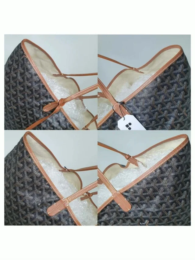 Goyard St Louis Gm Tote Black Tan Chevron Canvas Large Designer Bag in black|brown|neutral Canvas from Poshmark, photo 7 of 11