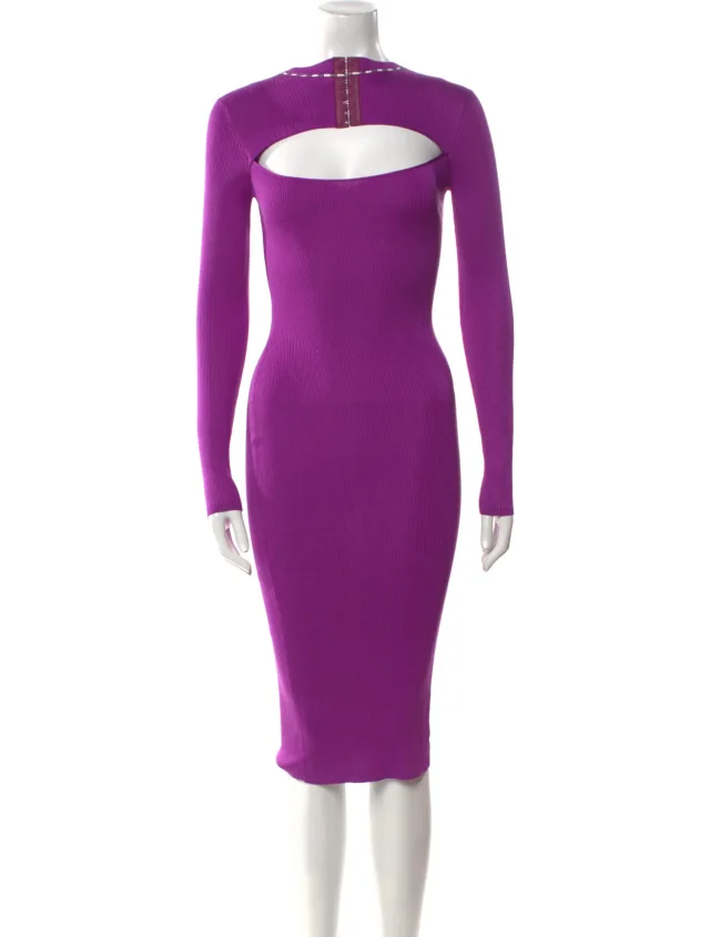 Tom Ford Bateau Neckline Midi Length Dress in purple from The RealReal