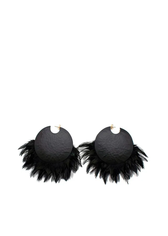 Tom Ford Statement Feather Earrings in Suede from HEWI