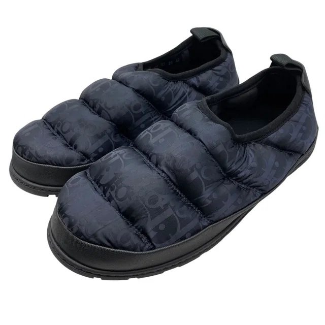 Dior Snow Slippers Flat Shoes Quilted Nylon Logo Black in Black Nylon from The Reluxe