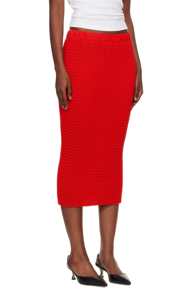 ISSEY MIYAKE Red October Spongy-58 Midi Skirt, photo 2 of 4 from SSENSE