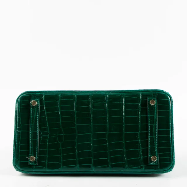 Hermès HSS Birkin 30 Vert Emeraude/Black Shiny Crocodile Niloticus GHW in Black Crocodile from Labellov, photo 5 of 13