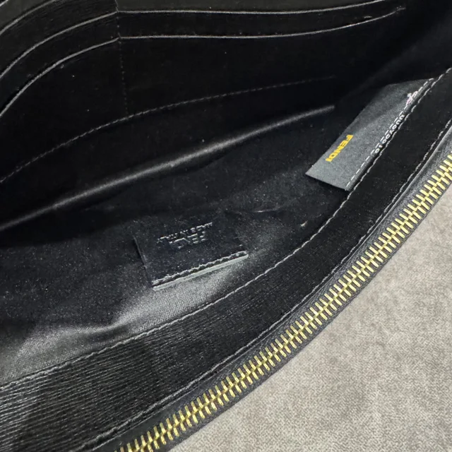 Fendi 2Jours Small Black Envelope Clutch Bag in Black calfskin, Metal, smooth calfskin from Reowned, photo 8 of 9