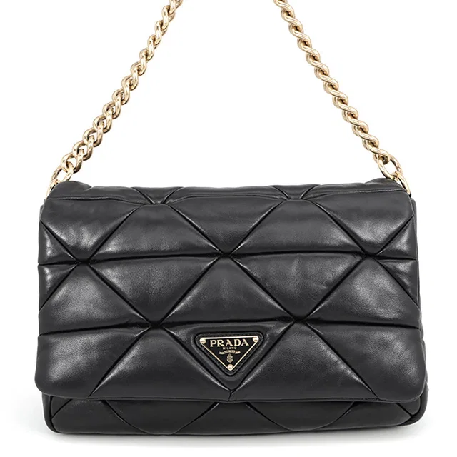 Prada System Patchwork One-Shoulder Bag Black1BD291_2DMO_F0002 Leather in Leather from GALLERY RARE