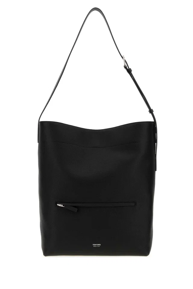 Tom Ford Leather Shoulder Bag — Black in Black Leather from HEWI