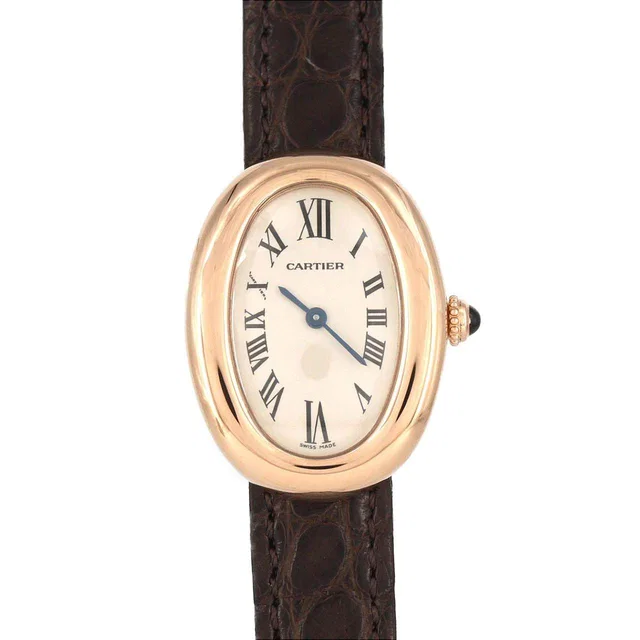 Cartier Baignoire SM Pink Gold Quartz in Pink Crocodile from LuxUness