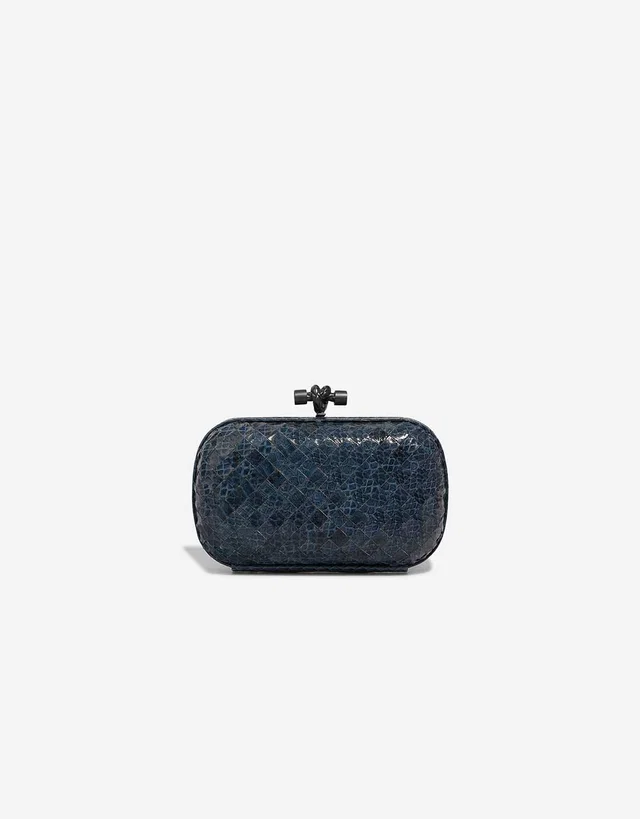 Bottega Veneta Knot Clutch Python Blue in Blue Python from SACLÀB